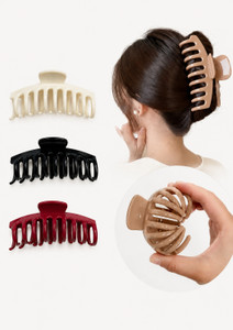 the junelle premium unbreakable silicone hair clutcher pack of 3 for women  girls hair claw black red white