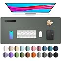 Jungle Green Leather Desk Pad Protector, Mouse Pad, Non-Slip PU Leather Blotter, Laptop Desk Mat, Waterproof Writing Pad (80cm x 40cm)