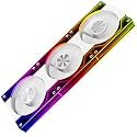 JM V3 120mm PC Case Fan Infinity Mirror Module Daisy-Chain 120mm RGB PWM Fan Triple Pack Suitable for Computer Case & 360mm AIO Cooler(White-3Pack