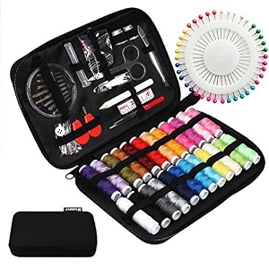 juning sewing kit with case 130 pcs sewing supplies for home travel and emergency kids machine contains 24 spools of thread of 100m mending and sewing needles scissors thimble tape measure etc