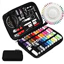JUNING Sewing Kit with Case, 130 pcs Sewing Supplies for Home Travel and Emergency, Kids Machine, Contains 24 Spools of Thread of 100m, Mending and Sewing Needles, Scissors, Thimble, Tape Measure etc…