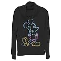 Junior's Mickey & Friends Bright Neon Mickey Mouse Outline Cowl Neck Sweats