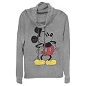 Junior's Mickey &amp; Friends Bright Neon Mickey Mouse Outline Cowl Neck Sweats