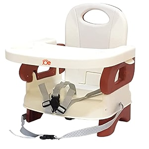 junior joe 2 in 1 baby booster seat with removable dining tray and safety belt brown