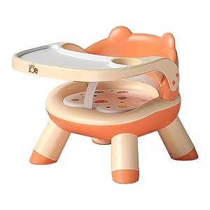 junior joe 2 in 1 feeding chair amp booster seat with detachable dining food tray and pu cushion pad 4 leg dining chair for kids and toddler orange-1-2 year old