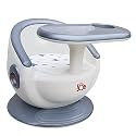 JUNIOR JOE 2 in 1 Feeding Chair &amp; Booster Seat with Detachable Dining Food Tray and PU Cushion Pad Dining Chair for Kids and Toddler (Grey-1-2 Year Old)