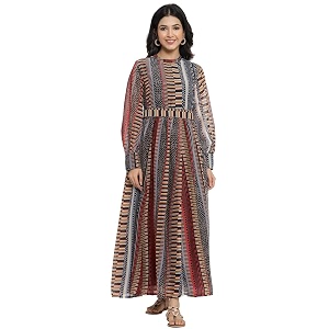 Juniper Black Alphin Chiffon Printed Flared Dress