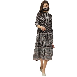 Juniper Womens Maxi Tiered Dress with Mask