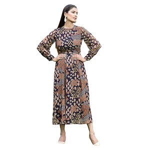 Juniper Womens Multi Chiffon Printed Flared Dress