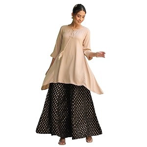 Juniper Womens Rayon Slub Solid Asymmetric Kurta