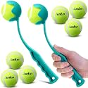 Junkin 2 Pcs 12.6-inch Dog Ball Launcher with 6 Pcs 2.5-inch Tennis Balls Pet Dog Thrower Fetch Toy for Dogs 20-60 lb Outdoor Training Park Backyard Beach