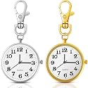 Junkin 2 Pcs Clip on Pocket Watch Keychain Quartz Fob