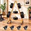 Junkin Wooden Weight Plate Rack with Wheels for Home Gym, 300 LBS