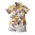 JunNeng Toddler Baby Boy Shorts Sets Hawaiian Outfits,Summmer Hawaiian Shirt+ Elastic Shorts Vacation Clothes