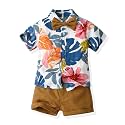 JunNeng Toddler Baby Boy Shorts Sets Hawaiian Outfits,Summmer Hawaiian Shirt+ Elastic Shorts Vacation Clothes