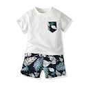 JunNeng Toddler Baby Boy Shorts Sets Hawaiian Outfits,Summmer Hawaiian Shirt+ Elastic Shorts Vacation Clothes
