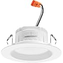 Juno 4 Inch LED Recessed Lighting, RetroBasics Series LED Downlight Trim Kit, Regressed 4" Ceiling Light with 5-in-1 Switchable White Color, 625 Lumens, Baffle Trim, Matte White