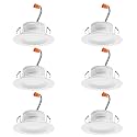 Juno RB4 SWW5 CP6 MW M2 RetroBasics Downlight Trim Kit, Switchable LED White, Baffle Trim, Switchable CCT, 2700K, 3000K, 4000K, and 5000K, 4-Inch, 6-Pack, Matte White