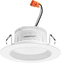 Juno 4" Inch LED Recessed Lighting, RetroBasics Series LED Downlight Trim Kit, Regressed 4" Ceiling Light with 5-in-1 Switchable White Color, 625 Lumens, Baffle Trim, Matte White