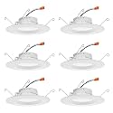 Juno RB56 SWW5 CP6 MW M2 RetroBasics Downlight Trim Kit, Switchable LED White, Baffle Trim, Switchable CCT, 2700K, 3000K, 4000K, and 5000K, 5- to 6-Inch, 6-Pack, Matte White