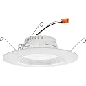 Juno RB56 SWW5 MW M6 RetroBasics Downlight Trim Kit, Switchable LED White, Baffle Trim, Switchable CCT, 2700K, 3000K, 4000K, and 5000K, 5- to 6-Inch, Matte White