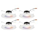 Juno RB56SC RGBW MW CP4 M2 RetroBasics Retrofit Smart LED Downlight, Switchable 2700K - 5000K, RGBW Color Changing, Matte White, 5 to 6 Inch, 4 Pack