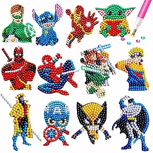 junrife diamond painting kit for kidsdiamond art gem stickers for girls and boys 5d diy arts gem painting kits - best gift ideas for girls crafts age 4 5 6 7 8 9 10-12 6-8