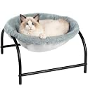 JUNSPOW Cat Bed Dog Bed Pet Sleep Hammock 16.9in x 16.9in x 9.5in, Grey+Fur