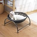 JUNSPOW Cat Bed Sleeping Cat Hammock, 16.9in x 16.9in x 9.5in, Black