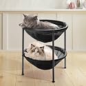 JUNSPOW Double Cat Bed Black, Breathable for 2 Cats 22.8in x18.7in x 18.7in
