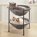 JUNSPOW Double Cat Bed Grey, Breathable for 2 Cats, 22.8in x18.7in x 18.7in