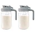JunVpic Breast Milk Pitcher, 32 oz Wide Mouth Glass Mason Jar with Lid