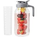 JunVpic Glass Mason Jar Pitcher, 64 oz Wide Mouth Jug