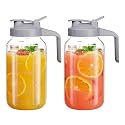 JunVpic Glass Pitcher with lid, 64 oz Wide Mouth Mason Jar