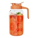JunVpic Glass Pitcher with lid, 64 oz Wide Mouth Mason Jar