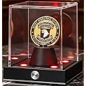 JupDec Cordless LED Challenge Coin Display Case, Clear Acrylic Single Silver Dollar Holder with 10 Color Light up, Autograph Coin Showcase with Memory Function, Ideal Gift for Sports Fans