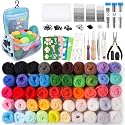 JUPEAN Needle Felting Kits for Beginners Adults 50 Colors Wool Felting Kit
