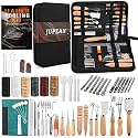 Jupean Leather Working Kit, Tooling Tool Kit With Stamping Tools Storage Bag Cutting Mat Prong Punch Waxed Thread Stitching Groover For Craft