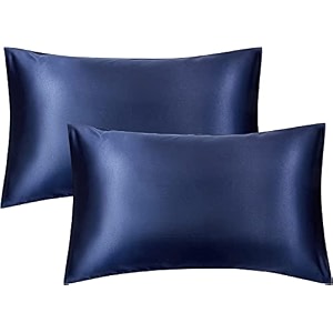 jupon silk pillow cover pack of 2 - blue silk pillow cases for hair and skin 16x26 inches mulberry silk with envelope closure