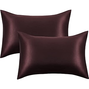 jupon silk pillow cover pack of 2 - brown silk pillow cases for hair and skin 16x26 inches mulberry silk with envelope closure