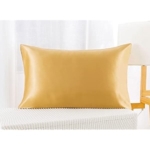 jupon silk pillow cover pack of 2 - gold silk pillow cases for hair and skin 16x26 inches mulberry silk with envelope closure
