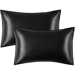 jupon silk pillow cover pack of 2 - black silk pillow cases for hair and skin 16x26 inches mulberry silk with envelope closure