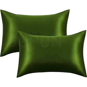 jupon silk pillow cover pack of 2 - green silk pillow cases for hair and skin 16x26 inches mulberry silk with envelope closure