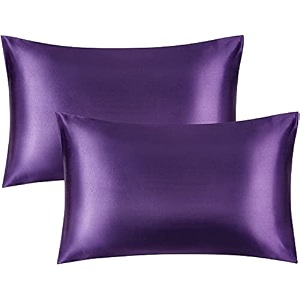 jupon standard silk pillow cover set of 2 - purple silk pillow cases for hair and skin 18x28 inches mulberry silk with envelope closure