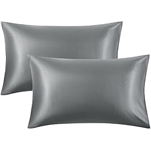 jupon standard silk pillow cover set of 2 - grey silk pillow cases for hair and skin 20x30 inches mulberry silk with envelope closure