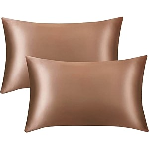 jupon standard silk pillow cover set of 2 - mocha silk pillow cases for hair and skin 20x30 inches mulberry silk with envelope closure