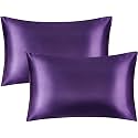 JUPON Standard Silk Pillow Cover Set of 2 - Purple Silk Pillow Cases for Hair and Skin 20x30 inches, Mulberry Silk with Envelope Closure