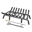 Jusgym Fireplace Grate 24 in with 8 Support Legs and Fire Tongs & Poker