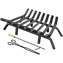 Jusgym Fireplace Grate 30 Inch with 8 Support Legs and Fire Tongs & Poker
