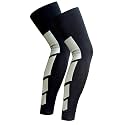 Just Care 1 Pair Anti Slip Full Length Compression Leg Sleeve Calf &amp; Shin Splint Support Protect for Pain Relief &amp; Recovery (Black, XL)